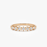 14K Round Cut 0.20 ctw Seven Stone Wedding Ring 14K Rose Gold Ferkos Fine Jewelry