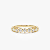 14K Round Cut 0.20 ctw Seven Stone Wedding Ring 14K Gold Ferkos Fine Jewelry