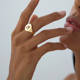 14K Diamond Letter Signet Ring FERKOS FJ