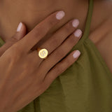 14K Diamond Letter Signet Ring FERKOS FJ