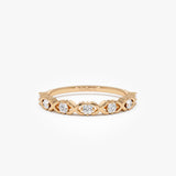 14k X O Design Diamond Wedding RIng 14K Rose Gold Ferkos Fine Jewelry
