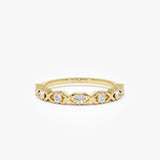 14k X O Design Diamond Wedding RIng 14K Gold Ferkos Fine Jewelry