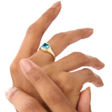 14K Asscher Cut London Blue Topaz Signet Ring Ferkos Fine Jewelry