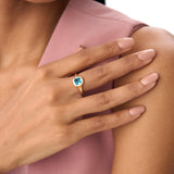 14K Asscher Cut London Blue Topaz Signet Ring Ferkos Fine Jewelry