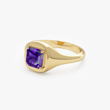 14K Asscher Cut Amethyst Signet Ring Ferkos Fine Jewelry
