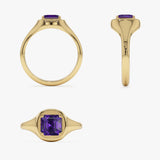 14K Asscher Cut Amethyst Signet Ring Ferkos Fine Jewelry