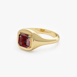14K Asscher Cut Garnet Signet Ring Ferkos Fine Jewelry