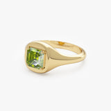 14K Asscher Cut Peridot Signet Ring Ferkos Fine Jewelry