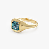 14K Asscher Cut London Blue Topaz Signet Ring Ferkos Fine Jewelry