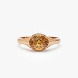 14K Oval Shape Prong Setting Citrine Ring 14K Rose Gold Ferkos Fine Jewelry