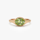14K Oval Shape Prong Setting Peridot Ring 14K Rose Gold Ferkos Fine Jewelry