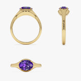 14K Oval Shape Prong Setting Amethyst Ring Ferkos Fine Jewelry