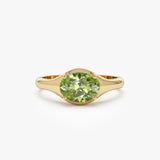 14K Oval Shape Prong Setting Peridot Ring 14K Gold Ferkos Fine Jewelry