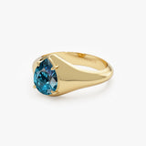 14K Pear Shaped London Blue Topaz Statement Ring Ferkos Fine Jewelry