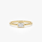 14k Bezel Set Emerald Cut Diamond Solitaire Ring 14k Gold Ferkos Fine Jewelry
