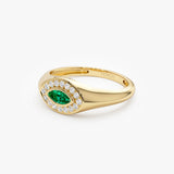 14K Marquise Emerald Halo Setting Ring Ferkos Fine Jewelry