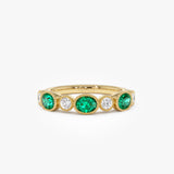 14k Emerald Diamond Milgrain Stacking Band 14K Gold Ferkos Fine Jewelry