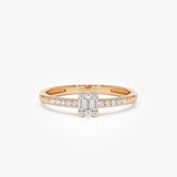 14k Baguette Diamond Cluster Stacking Pavé Band 14k Rose Gold Ferkos Fine Jewelry