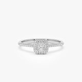14k Diamond Halo Ring with Round and Baguette Ferkos Fine Jewelry