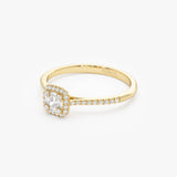 14k Diamond Halo Ring with Round and Baguette Ferkos Fine Jewelry