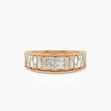 14k Baguette and Round Diamond Unique Statement Ring 14k Rose Gold Ferkos Fine Jewelry