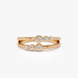 14K Double Row Bezel Setting Diamond Ring 14k Rose Gold Ferkos Fine Jewelry