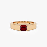 14k Emerald Cut Ruby Solitaire Ring 14K Rose Gold Ferkos Fine Jewelry