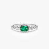 14k Classic Emerald and Diamond Ring Ferkos Fine Jewelry