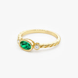 14k Classic Emerald and Diamond Ring Ferkos Fine Jewelry