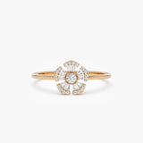 14k Diamond Floral Baguette Ring 14K Rose Gold Ferkos Fine Jewelry