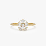14k Diamond Floral Baguette Ring 14K Gold Ferkos Fine Jewelry