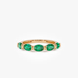 14k Classic Emerald Five Stone Ring 14K Rose Gold Ferkos Fine Jewelry