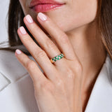 14K Square Emerald & Diamond Wedding Ring Ferkos Fine Jewelry