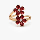 14k Ruby Flower Diamond Accent Ring 14K Rose Gold Ferkos Fine Jewelry