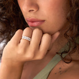 2.65 ctw 14k Prong Setting Five Stone Emerald Cut Lab Grown Diamond Anniversary Ring - Lucia Ferkos Fine Jewelry