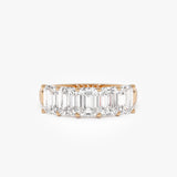 2.65 ctw 14k Prong Setting Five Stone Emerald Cut Lab Grown Diamond Anniversary Ring - Lucia Ferkos Fine Jewelry
