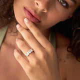 2.75 ctw 14k Prong Setting Five Stone Oval Shape Lab Grown Diamond Anniversary Ring - Giada Ferkos Fine Jewelry