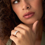 2.75 ctw 14k Prong Setting Five Stone Oval Shape Lab Grown Diamond Anniversary Ring - Giada Ferkos Fine Jewelry
