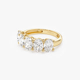 2.75 ctw 14k Prong Setting Five Stone Oval Shape Lab Grown Diamond Anniversary Ring - Giada Ferkos Fine Jewelry