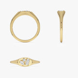14k Diamond Signet Ring with Mixed Cuts Ferkos Fine Jewelry