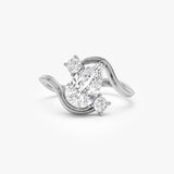 1.5 Ctw 14k Lab Grown Diamond Pear Shape Bypass Unique Engagement Ring - Irene 14k White Gold Ferkos Fine Jewelry
