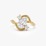 1.5 Ctw 14k Lab Grown Diamond Pear Shape Bypass Unique Engagement Ring - Irene 14k Gold Ferkos Fine Jewelry