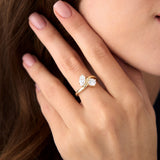 1.50 Ctw 14k Prong Setting Marquise & Round Lab Grown Diamond Toi Moi Ring - Marla Ferkos Fine Jewelry