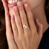 1.50 Ctw 14k Prong Setting Marquise & Round Lab Grown Diamond Toi Moi Ring - Marla Ferkos Fine Jewelry