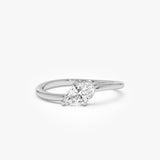 0.50 Ctw 14k Prong Setting Marquise Shaped Lab Grown Diamond Wavy Promise Ring - Elisa 14k White Gold Ferkos Fine Jewelry