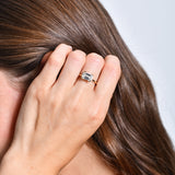 2.00 ctw 14K Half Bezel East-West Emerald Cut Lab Grown Engagement Ring - Amelia Ferkos Fine Jewelry