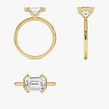 2.00 ctw 14K Half Bezel East-West Emerald Cut Lab Grown Engagement Ring - Amelia Ferkos Fine Jewelry