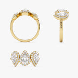 1.90 Ctw 14k Pear Shaped Halo Setting Lab Grown Diamond Ring - Viola Ferkos Fine Jewelry