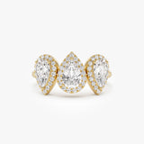 1.90 Ctw 14k Pear Shaped Halo Setting Lab Grown Diamond Ring - Viola 14k Gold Ferkos Fine Jewelry