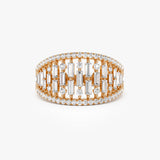14k Gold Multi Row Baguette Diamond Statement Ring 14k Rose Gold Ferkos Fine Jewelry